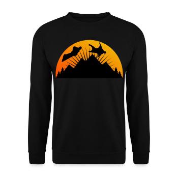 Wingsuit fliegen Base Jumping Skydiving Retro - Unisex Pullover - Schwarz - Vorne - Alina (178cm) & Michal (187cm)