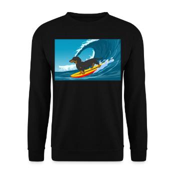 Dachshund Owner Beach Dog Surfing Surfboard Surfer - Unisex Sweatshirt - black - Front - Alina (178cm) & Michal (187cm)