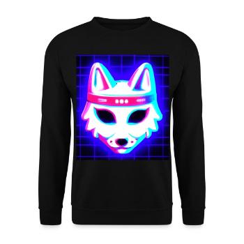Kitsun Vaporwave Japanese Kami Vaporwave Kitsune - Unisex Sweatshirt - black - Front - Alina (178cm) & Michal (187cm)