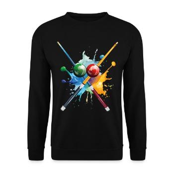 Billard Pool Snooker Queue Kugeln Splash Bunt - Unisex Pullover - Schwarz - Vorne - Alina (178cm) & Michal (187cm)