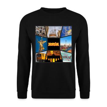 Berlin Skyline Germany City Collage Vintage - Unisex Sweatshirt - black - Front - Alina (178cm) & Michal (187cm)