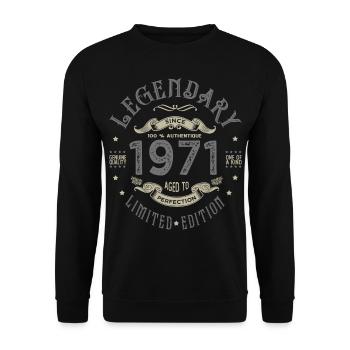 1971 Jubiläum legendär seit 1971 - Unisex Pullover - Schwarz - Vorne - Alina (178cm) & Michal (187cm)