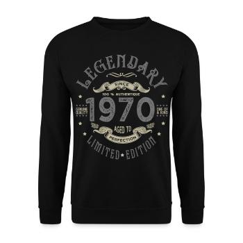 1970 Jubiläum legendär seit 1970 - Unisex Pullover - Schwarz - Vorne - Alina (178cm) & Michal (187cm)