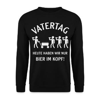 Vatertag – Bier Im Kopf (Bollerwagen / W) - Unisex Pullover - Schwarz - Vorne - Alina (178cm) & Michal (187cm)
