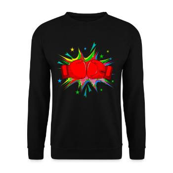 Boxing Boxer Boxing Gloves Boxing Match Sports Pop Art - Unisex Sweatshirt - black - Front - Alina (178cm) & Michal (187cm)