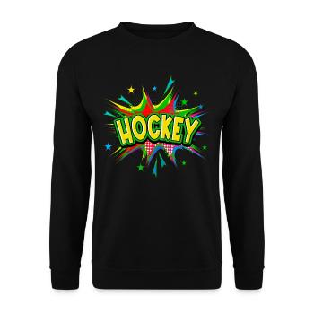 Hockey Joueur de hockey sur gazon Sports Pop Art Dessin animé - Sweat-shirt Unisexe - noir - Devant - Alina (178cm) & Michal (187cm)