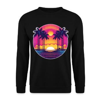 Summer Beach Sea Palm Trees Holiday Vintage Retro - Sweat-shirt Unisexe - noir - Devant - Alina (178cm) & Michal (187cm)