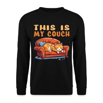Cat Couch Sofa Funny Humor Typical Cartoon - Unisex Sweatshirt - black - Front - Alina (178cm) & Michal (187cm)