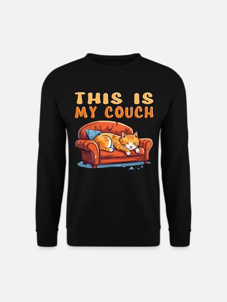 Katze Couch Sofa Lustig Humor Typisch Cartoon - Unisex Pullover - Schwarz