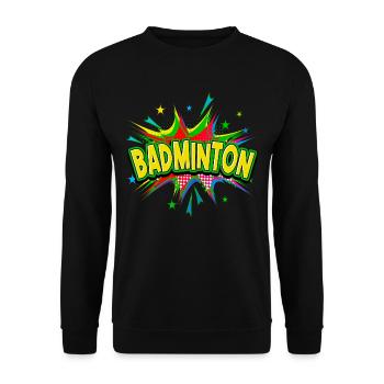 Badminton Badminton Player Pop Art Cartoon Coloré - Sweat-shirt Unisexe - noir - Devant - Alina (178cm) & Michal (187cm)