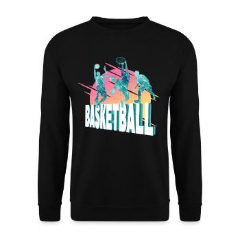 Basketball Basketballspieler Spieler Vintage Bunt - Unisex Pullover - Schwarz - Vorne - Alina (178cm) & Michal (187cm)