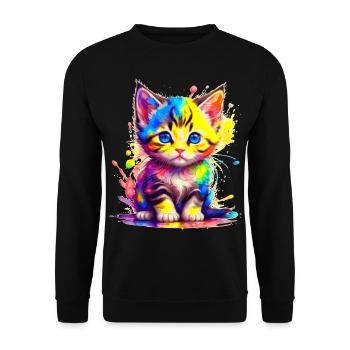Rainbow Kitty - Unisex Sweatshirt - black - Front - Alina (178cm) & Michal (187cm)