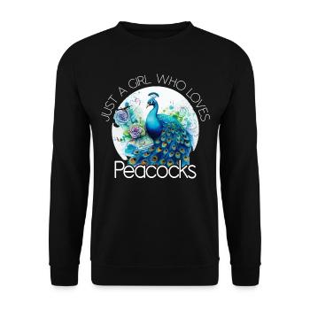 Pfau Blumen Pfauenfeder Exotisch Farbenfroh Bunt - Unisex Pullover - Schwarz - Vorne - Alina (178cm) & Michal (187cm)