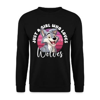 Wolf Just A Girl Who Loves Wolves Wolfskopf - Unisex Sweatshirt - black - Front - Alina (178cm) & Michal (187cm)