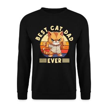 Chat Meilleur Chat Papa Jamais Chat Papa Drôle Dicton - Sweat-shirt Unisexe - noir - Devant - Alina (178cm) & Michal (187cm)