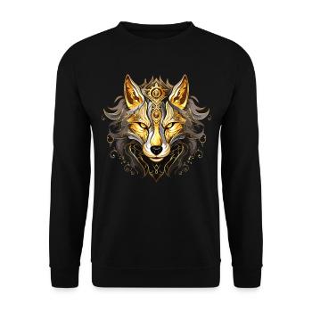 Wolf Wolf Head Gold Mystical Nature Wilderness Art - Sweat-shirt Unisexe - noir - Devant - Alina (178cm) & Michal (187cm)