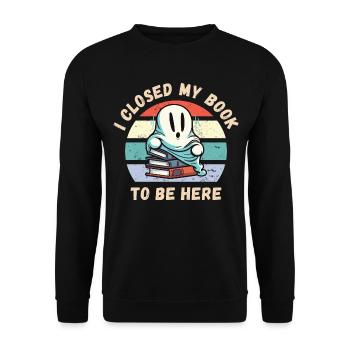 Ich habe mein Buch geschlossen um hier zu sein - Unisex Pullover - Schwarz - Vorne - Alina (178cm) & Michal (187cm)
