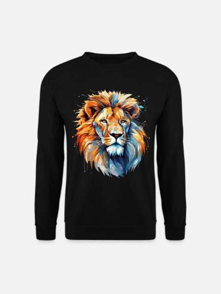 Löwe Löwenkopf Tier Geometrisch Bunt Kunst Motiv - Unisex Pullover - Schwarz