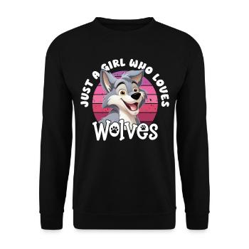 Wolf Just A Girl Who Loves Wolves Wolfskopf - Unisex Sweatshirt - black - Front - Alina (178cm) & Michal (187cm)
