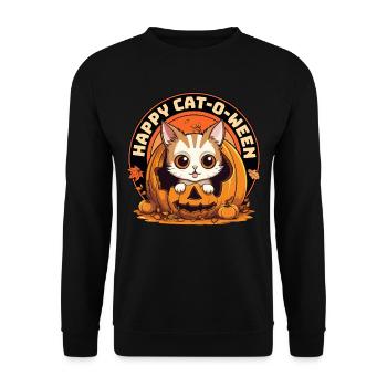 Halloween Cat Pumpkin Costume Cute Cute Funny - Unisex Sweatshirt - black - Front - Alina (178cm) & Michal (187cm)
