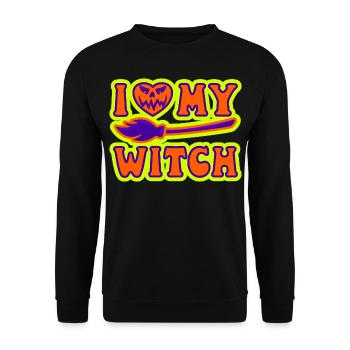 J’aime ma sorcière sorcière Halloween hommes femmes - Sweat-shirt Unisexe - noir - Devant - Alina (178cm) & Michal (187cm)