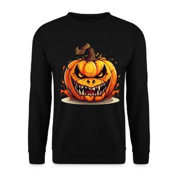 Halloween Pumpkin Head Spooky Spooky Horror - Unisex Sweatshirt - black - Front - Alina (178cm) & Michal (187cm)