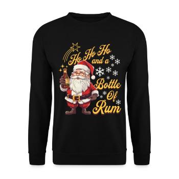 Père Noël bouteille rhum alcool liqueur Cheers - Sweat-shirt Unisexe - noir - Devant - Alina (178cm) & Michal (187cm)