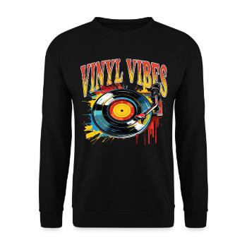 Vinyl Schallplatte Platte LP Plattenspieler Retro - Unisex Pullover - Schwarz - Vorne - Alina (178cm) & Michal (187cm)