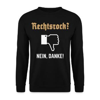 Rechtsrock? Nein, Danke! (Gegen Rechts / N / 2C) - Unisex Pullover - Schwarz - Vorne - Alina (178cm) & Michal (187cm)
