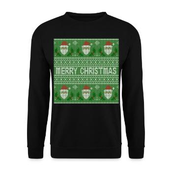 Green Ugly Sweater Christmas Santa Cluse Fun - Unisex Sweatshirt - black - Front - Alina (178cm) & Michal (187cm)