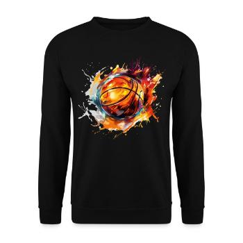 Basketball Ball Splash Fire Multi Colored Colors Art - Unisex Sweatshirt - black - Front - Alina (178cm) & Michal (187cm)