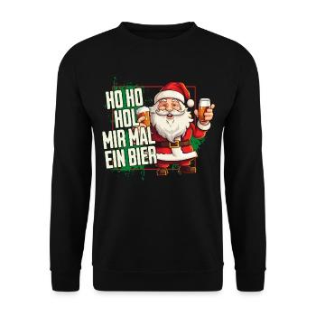 Weihnachtsmann Ho Ho Hol Mir Mal Ein Bier Lustig - Unisex Pullover - Schwarz - Vorne - Alina (178cm) & Michal (187cm)