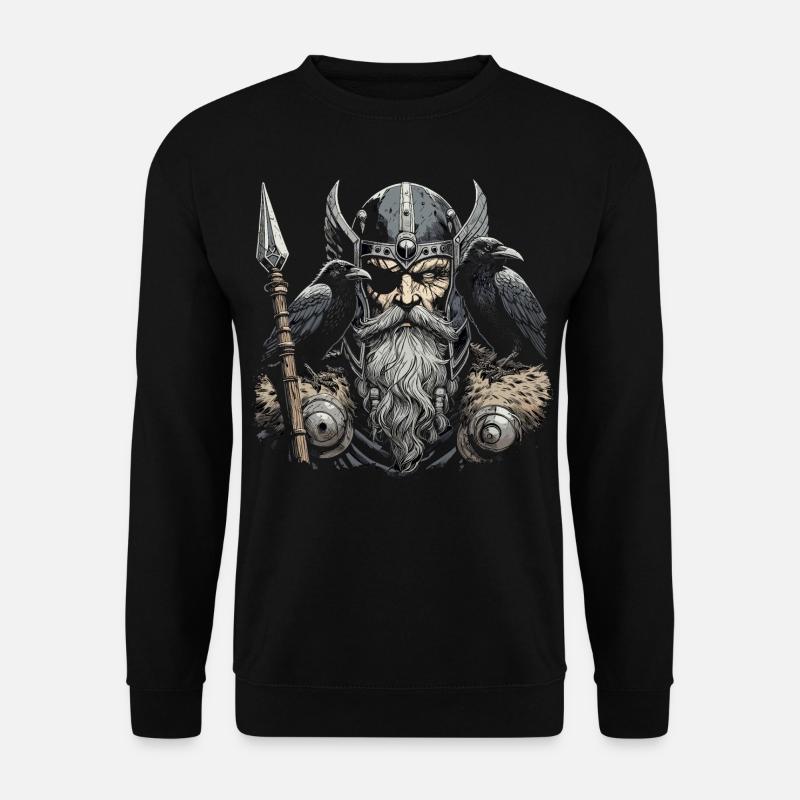 Odin mit Raben und Speer - Unisex Pullover - Schwarz