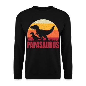 Idée cadeau de papa, papa papa fête des pères Papasaurus - Sweat-shirt Unisexe - noir - Devant - Alina (178cm) & Michal (187cm)