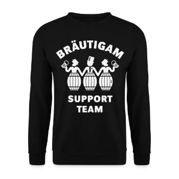 Bräutigam Support Team (JGA / Bierfässer / White) - Unisex Pullover - Schwarz - Vorne - Alina (178cm) & Michal (187cm)