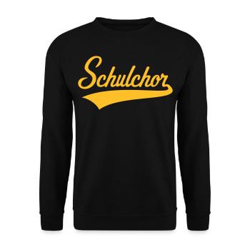 Schulchor (Chor / Musik / Schriftzug / Gold) - Unisex Pullover - Schwarz - Vorne - Alina (178cm) & Michal (187cm)
