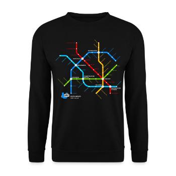 Quedlinburg (U-Bahn-Liniennetz-Edition) - Unisex Pullover - Schwarz - Vorne - Alina (178cm) & Michal (187cm)