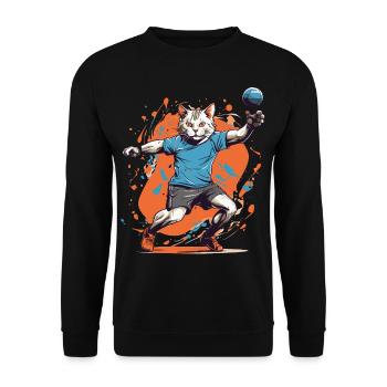 Handball, Chat, Streetwear, Style Iconique - Sweat-shirt Unisexe - noir - Devant - Alina (178cm) & Michal (187cm)