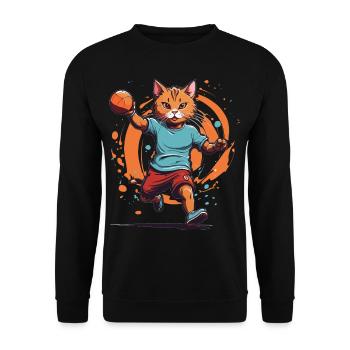 Chat de handball Style streetwear iconique - Sweat-shirt Unisexe - noir - Devant - Alina (178cm) & Michal (187cm)