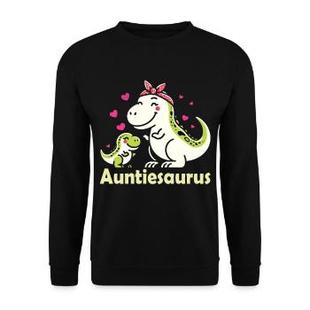 Adorable Auntiesaurus Dinosaur Family Love T-Shirt - Unisex Sweatshirt - black - Front - Alina (178cm) & Michal (187cm)