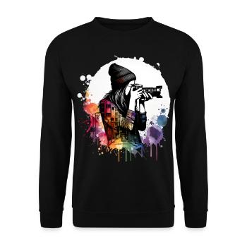 fille qui aime la photographie - Sweat-shirt Unisexe - noir - Devant - Alina (178cm) & Michal (187cm)
