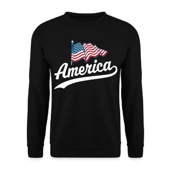Amerika Flagge - Unisex Pullover - Schwarz - Vorne - Alina (178cm) & Michal (187cm)