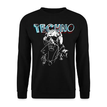 TECHNO - Unisex Pullover - Schwarz - Vorne - Alina (178cm) & Michal (187cm)