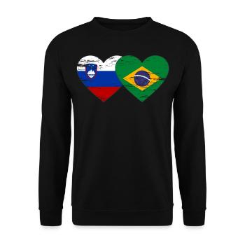 Slovenia Brazil flag heart used - Unisex Sweatshirt - black - Front - Alina (178cm) & Michal (187cm)