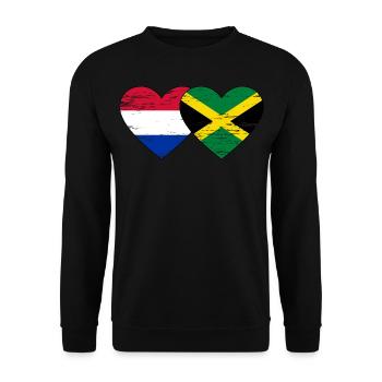 Holland Jamaica Flag Heart Used - Unisex Sweatshirt - black - Front - Alina (178cm) & Michal (187cm)
