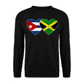 Cuba Jamaïque Drapeau Coeur Utilisé - Sweat-shirt Unisexe - noir - Devant - Alina (178cm) & Michal (187cm)