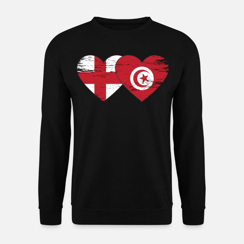 Angleterre Tunisie Drapeau Coeur Utilisé - Sweat-shirt Unisexe - noir