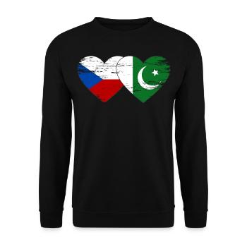 République tchèque Drapeau pakistanais coeur utilisé - Sweat-shirt Unisexe - noir - Devant - Alina (178cm) & Michal (187cm)