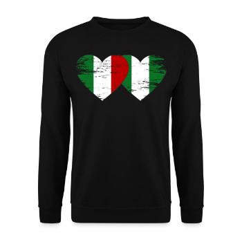 Italy Nigeria flag heart used - Unisex Sweatshirt - black - Front - Alina (178cm) & Michal (187cm)