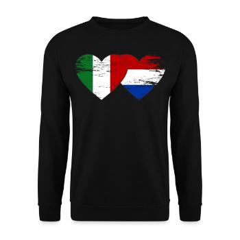 Italy Holland flag heart used - Unisex Sweatshirt - black - Front - Alina (178cm) & Michal (187cm)